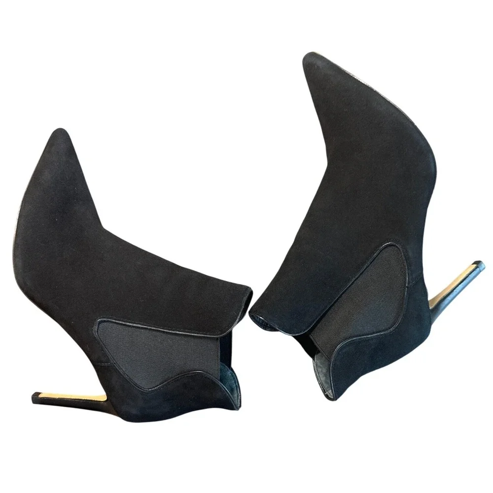 Tory Burch Black Suede Pointed Toe Chelsea Stiletto Ankle Booties 7.5
